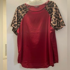 Red and Cheetah Print T-Shirt